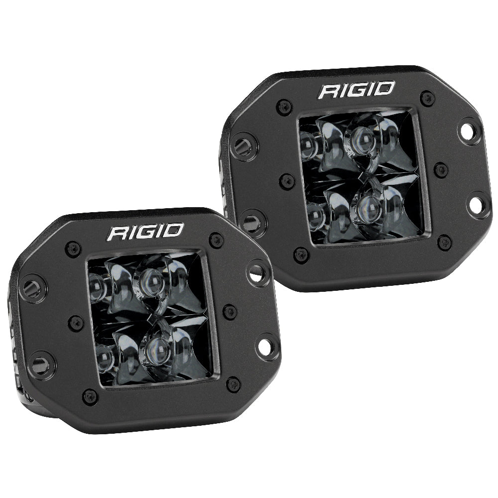 RIGID Industries D-Series PRO Flush Mount - Spot LED - Midnight Edition -  Pair - Black