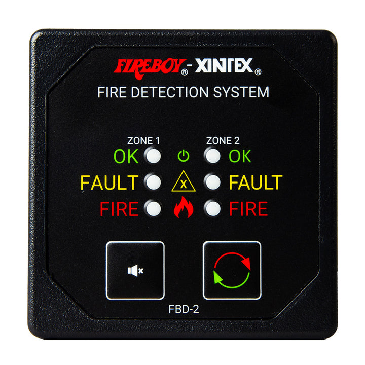 Fireboy-Xintex Two Zone Detection  Alarm Panel - 2-5/8" Display - 12/24V DC