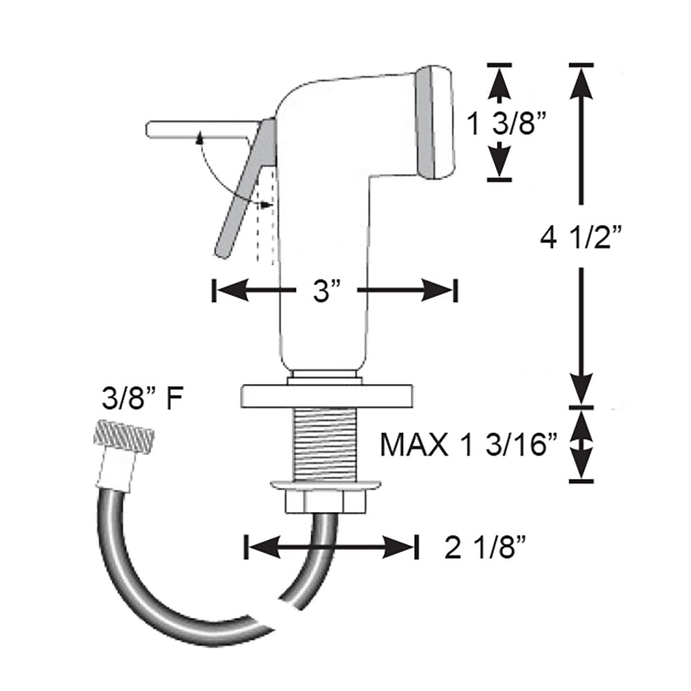 Scandvik Straight Handle Pull Out Sprayer - White w/6 Hose