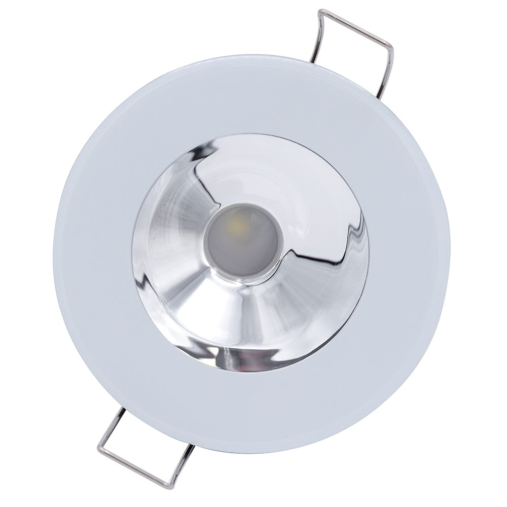 Lumitec Illusion Flush Mount LED Down Light - Spectrum RGBW - Cool White - White Housing - Chrome Reflector