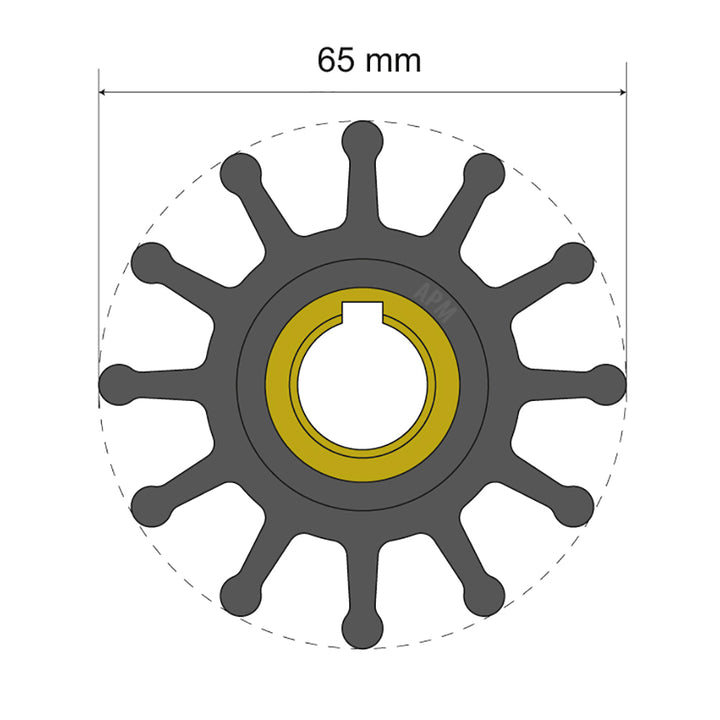 Albin Group Premium Impeller Kit 65 x 15.8 x 41.5mm - 12 Blade - Key Insert