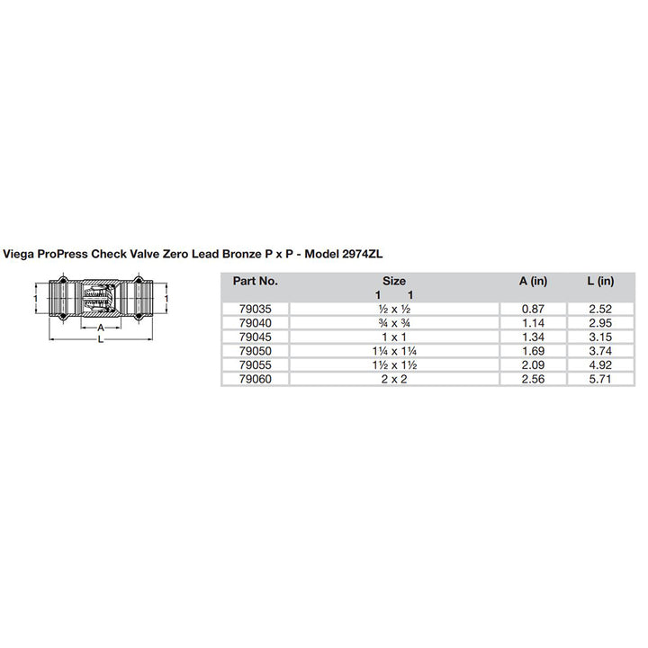 Viega ProPress 1-1/4" Zero Lead Check Valve - Double Press Connection - Smart Connect Technology