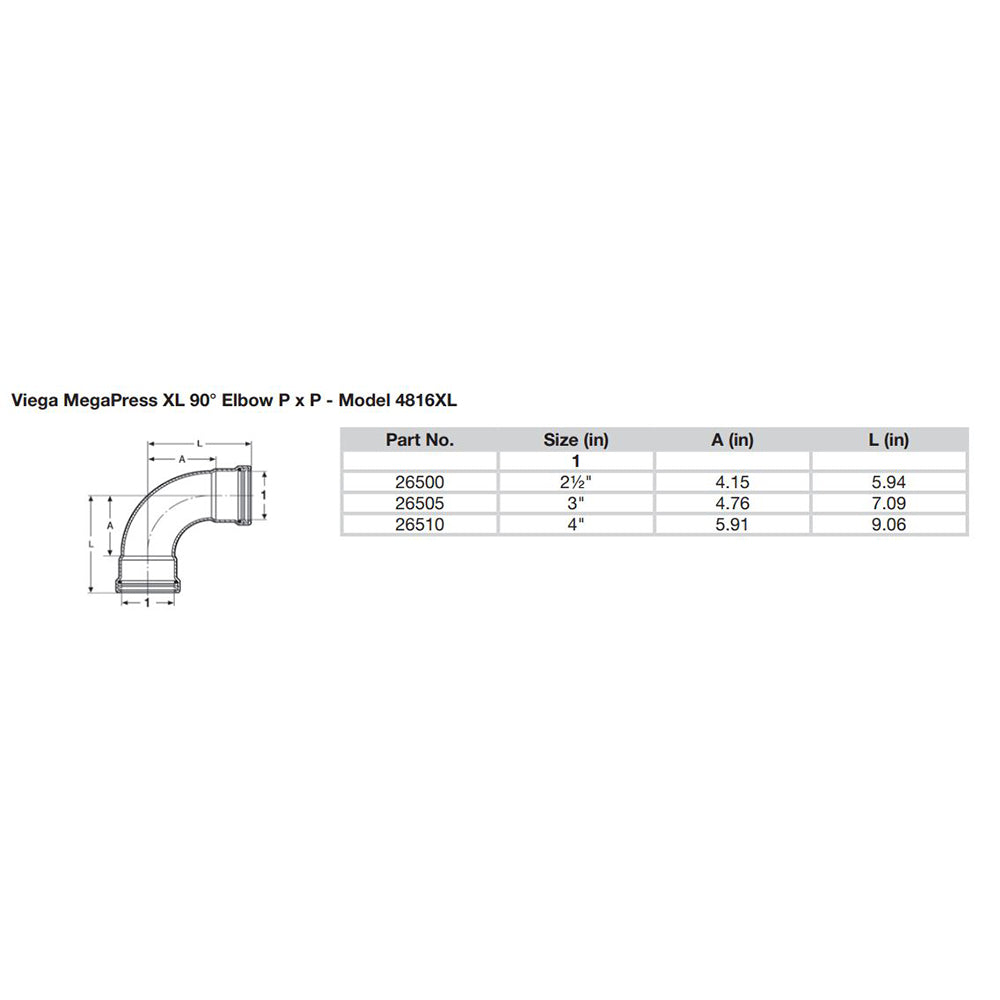 Viega MegaPress 2-1/2" 90 Carbon Steel Elbow w/FKM - Double Press Connection - Smart Connect Technology