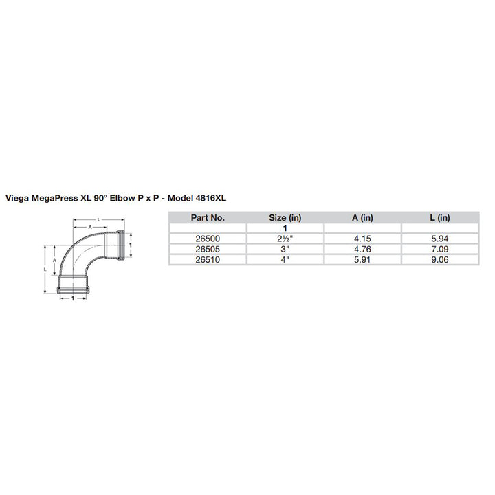 Viega MegaPress 2-1/2" 90 Carbon Steel Elbow w/FKM - Double Press Connection - Smart Connect Technology