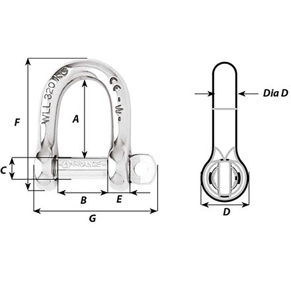 Wichard Self-Locking D Shackle - Diameter 10mm - 13/32"