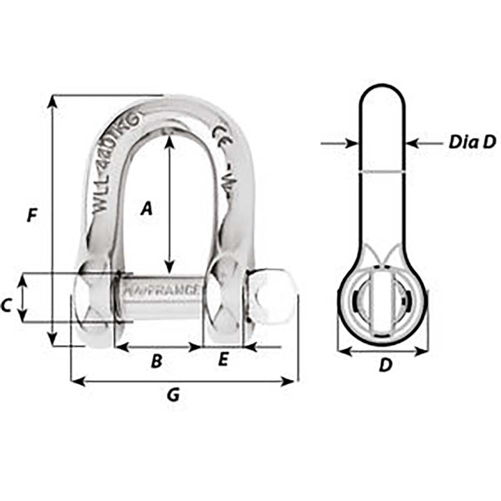 Wichard Captive Pin D Shackle - Diameter 5mm - 3/16"