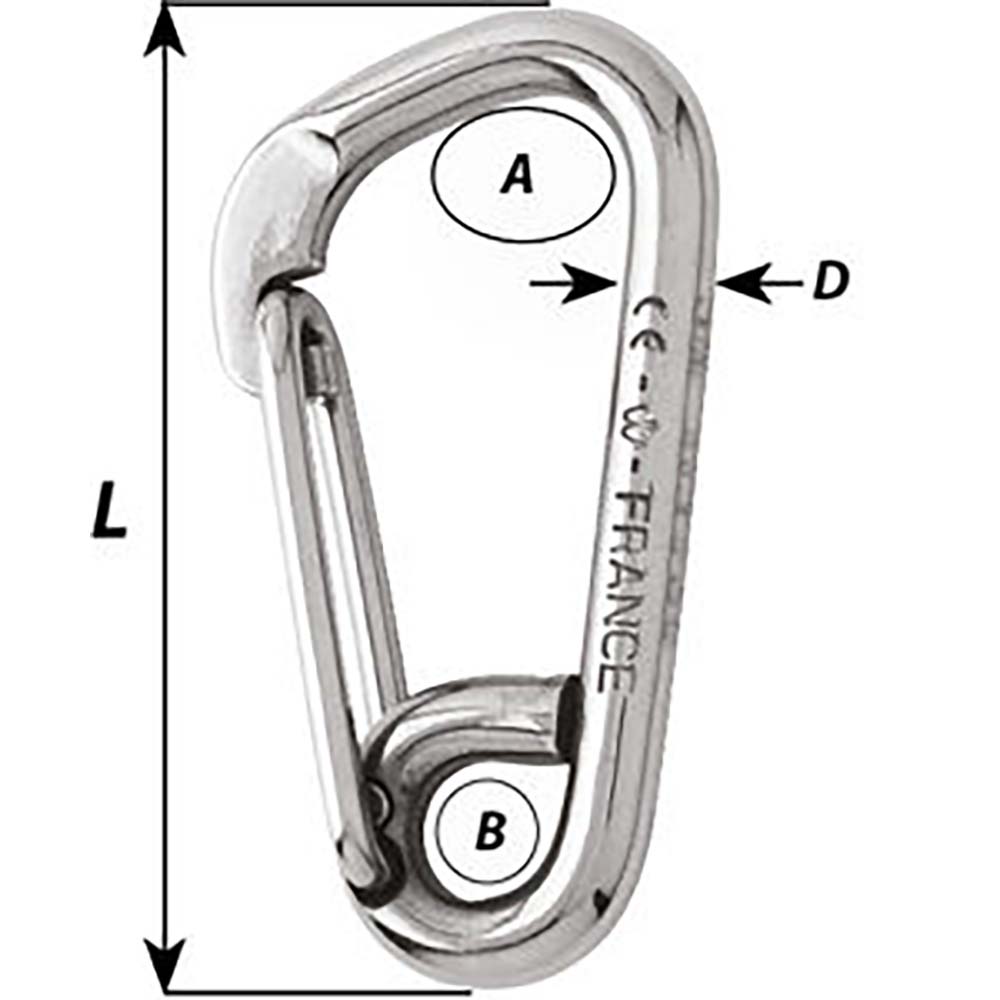 Wichard Asymmetric Carbine Hook - Length 100mm - 13/32"