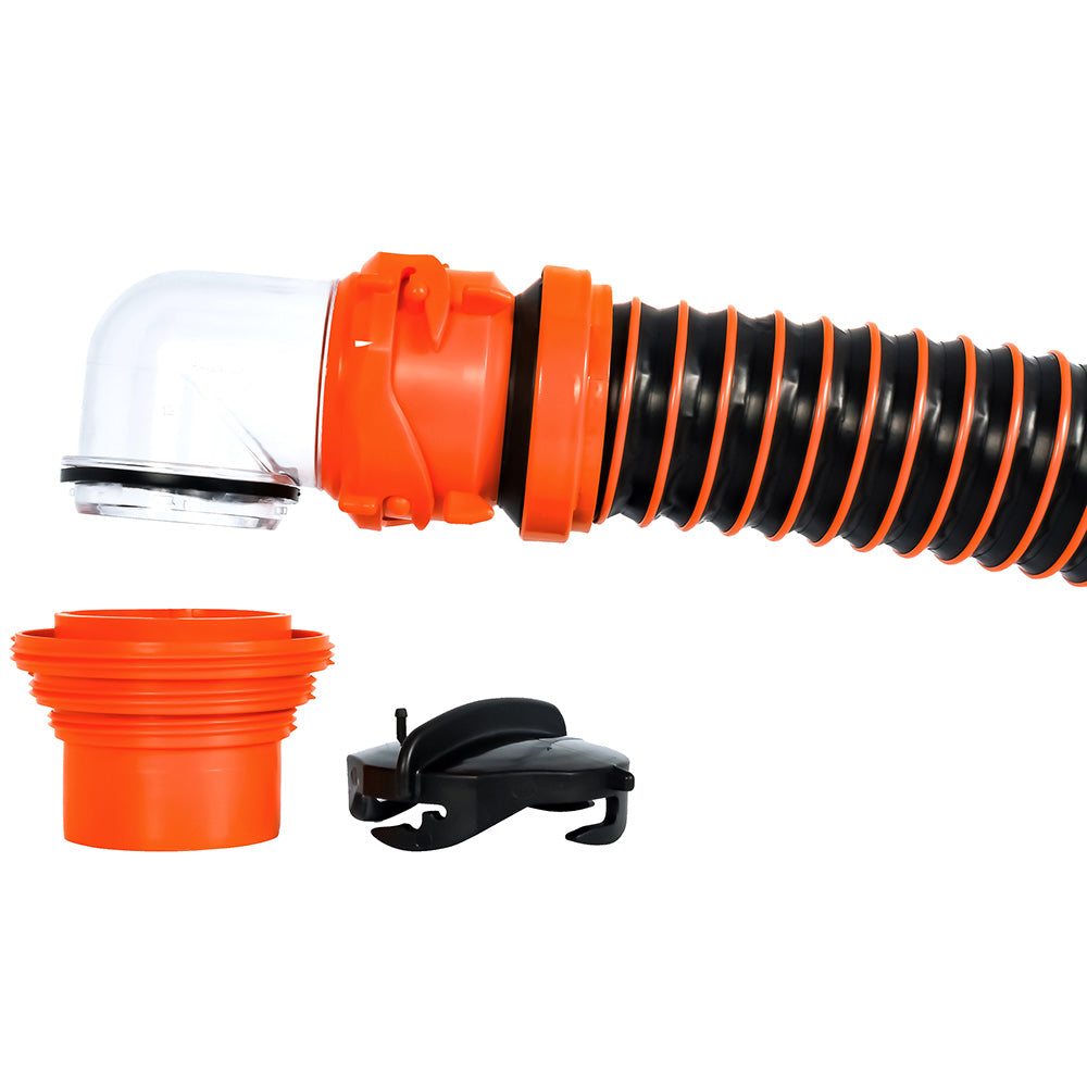 Camco RhinoEXTREME 15 Sewer Hose Kit w/Swivel Fitting 4 In 1 Elbow Caps