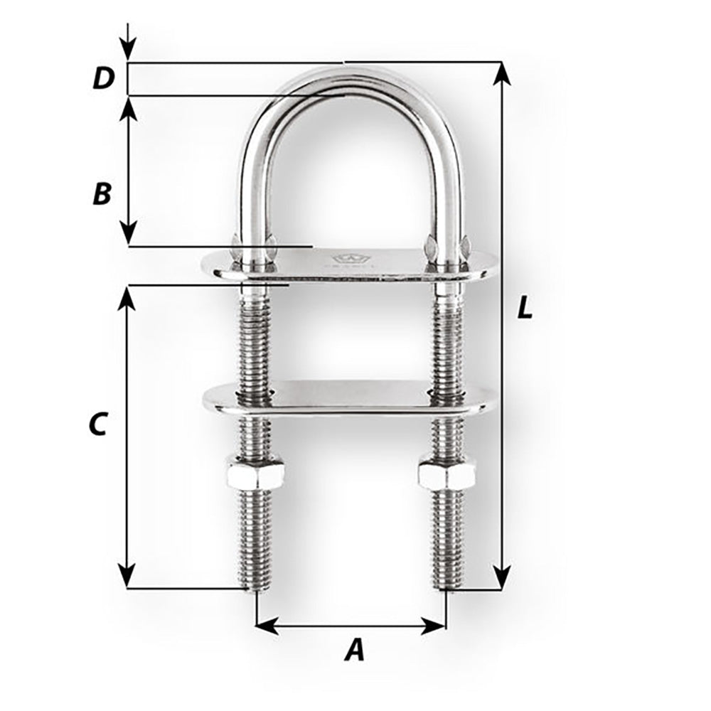 Wichard U-Bolt Pad Eye - 10mm Diameter - 25/64" - 90mm Length - 3-35/64"