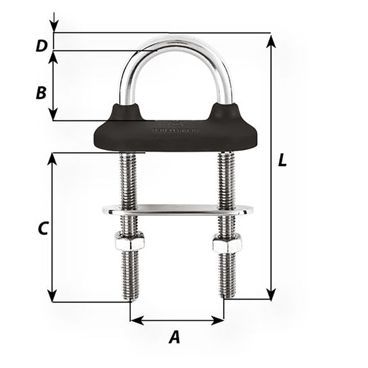 Wichard Black Watertight U-Bolt - 6mm Diameter - 15/64" - 70mm Length - 2-3/4"